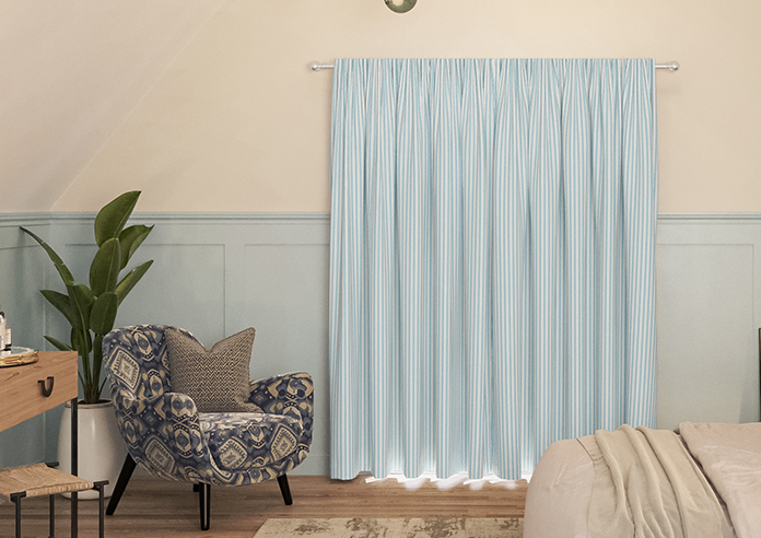 Lace Stripes, Electric Blue - Made to Measure Curtains - Image 7